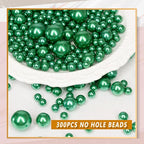 300Pcs Vase Filler Green No Hole Faux Pearl Beads for Vase Filling Decorations, Candle Centerpieces, Wedding Centerpieces, Home Party Decor (8/14/20mm)