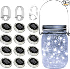 ZNYCYE Mason Jar Solar Lights for Outside, 12 Pack 30LED Fairy Lights Mason Jar Solar Lids Outdoor Waterproof String Lights with Hangers(NO Jars) for Patio Garden Yard Lawn Decoration - Cool White