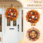 Fall Decor - Fall Wreaths for Front Door Outside, 20 Inch Fall Door Wreath, Handcrafted Autumn Wreath with Colorful Pumpkins Maple Leaves, Fall Decorations for Home Front Door Porch Thanksgiving Decor