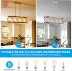 XINGQI Kitchen Island Chandelier for Dining Room Modern Farmhouse Rectangle Pendant Lighting Fixture Vintage Linear Hanging 4-Light Rustic Living Room, Antique Brushed Nickel and Wood Grain Finish