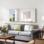 YIROMAN Bathroom Mirror 60"x30", Large Brushed Gold Bathroom Mirror for Over Sink with Aluminum Frame, Rectangular Vanity Mirror with Right Angle, Wall Mirror Hangs Horizontal or Vertical