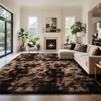 Fluffy Rug Shaggy Area Rug, Mottling Brown 9x12 Area Rugs for Living Room, Large Shag Area Rugs for Bedroom Kids Room Home Decor, Upgrade Anti-Skid Rectangular Fuzzy Rugs