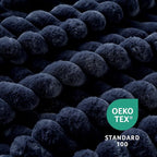 Amélie Home Faux Fur Throw Blanket for Couch, Cozy Fuzzy Fluffy Fur Luxurious Soft Striped Plush Gift Blankets for Family Sofa Chair Bed Living Room Bedroom, 55"x70", Navy Blue