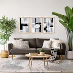 HPNIUB Modern Abstract Geometric Wall Art, Black & White Canvas Neutral Prints, Minimalist Bohemian Mid-Century Wall Art for Hallway, Office Wall Decor- 16"x24"x3