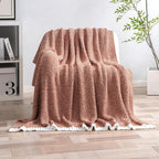 MIULEE Fall Rust Super Soft Throw Blanket for Bed, Twin Size Cozy Fluffy Warm Blankets Knit Blankets for Couch, Sofa, Chair, Living Room, Camping, Picnic, 60 x 80 inch