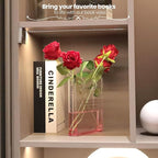 Book Vase for Flowers Home Décor,Artistic and Cultural Flavor Decorative Acrylic Clear Vase for Home and Office,Creative Gifts for Book Lovers (Pink)