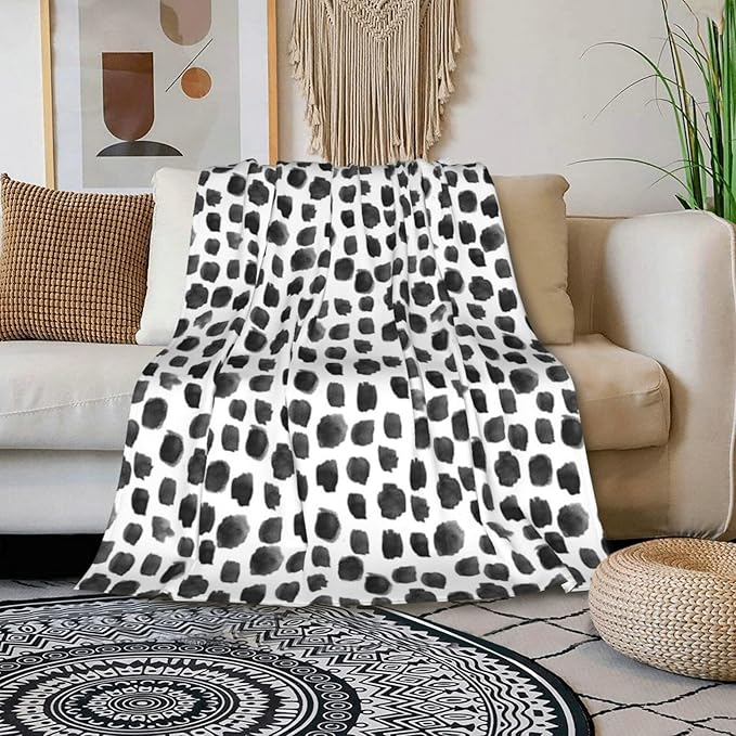 HGOD DESIGNS Watercolor Polka Dot Flannel Fleece Bed Blanket Throw Blanket Lightweight Cozy Plush Blanket for Bedroom Living Rooms Sofa Couch 50"x60"