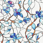 Window Privacy Film Stained Glass Decorative Static Clings Frosted Window Tint for Home Room Decor Bathroom Door Car Stickers with Glittering Effect, Removable(Blue Violet Botanical)