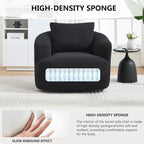 Swivel Accent Chair,360° Rotating Barrel Chair,Teddy Fleece High-Resilience Sponge Single Sofa, Easy Assembly for Living Room, Bedroom, Apartment Black