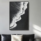 Framed Black and White Abstract Beach Canvas Wall Art, Modern Minimalist Art Prints Paintings Artwork for Walls, Ocean Wave Pictures for Living Room Dining Room Bedroom Bathroom Wall Decor 24x36 In