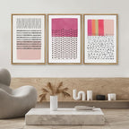 SIGNWIN Framed Canvas Print Wall Art Set Pink Geometric Color Block Collage Abstract Shapes Illustrations Modern Art Contemporary Minimal Ultra for Living Room, Bedroom, Office - 16"x24"x3 Natural