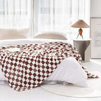 LOMAO Throw Blankets Flannel Blanket with Checkerboard Grid Pattern Soft Throw Blanket for Couch, Bed, Sofa Luxurious Warm and Cozy for All Seasons (Coffee, 50"x60")