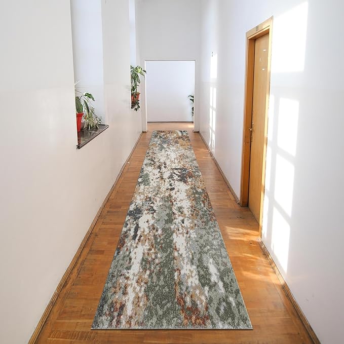 Keen Home Design Area Rugs - 2x16 Non-Shedding, Abstract Rugs for Kitchen, Living Room, Bedroom, Dining Room, Entryway - Size: 2'8" x 16', Multi