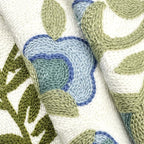 Alysheer Floral Embroidered Summer Decorative Throw Pillow Covers 20"x 20" Set of 2, Farmhouse Cottage Blue Flowers Green Leaves Knit Pattern Cotton Canvas Cushion Case for Couch Bed Living Room