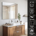 Frameless Mirror, 36x36 inch Square Bathroom Mirrors for Wall, Upgraded Shatterproof Vanity Mirror Over Sink with Polished Edge for Bathroom,Bedroom,Living Room and Entryway
