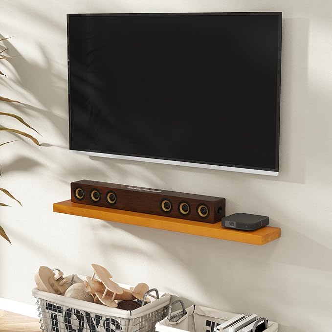 Marsmiles Floating Shelves for Wall - 55 Inch Rustic Wood Floating Shelves Set of 1-55 Inch Wide x 7.7 Inch Deep x 1.6 Inch Thick Wooden Shelves for Room Wall