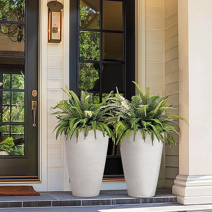 LA JOLIE MUSE Tall White Planter for Indoor Plants,20 Inch Tall Round Planter, Modern Flower Pot Containers,Large Decorative Tree Plant Pot,1 Pack