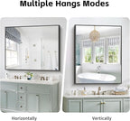 40x48inch Black Bathroom Mirror, Black Rectangle Mirror with Frame, Large Rectangular Wall Mirrors for Bathroom, Living Room, Hair Salon, Big Farmhouse Mirror Hang Horizontal/Vertical