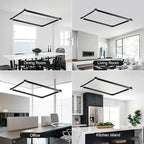 WELAKl Black Modern Square Chandelier, Square Ceiling Light Fixture, Contemporary Chandelier Pendant Light for Kitchen lsland, Dining Room, Bedroom