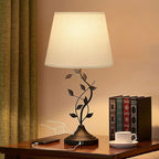 Kakanuo USB Touch Table Lamp Bedside Lamp with USB C Charging Ports for Living Room, White 3 Way Dimmable Traditional Nightstand Lamp Retro Table Lamp for Bedroom and Office (LED Bulb Included)