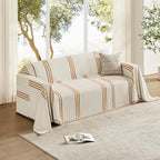 Boho Couch Cover Washable Sectional Couch Covers for Dogs Reversible Sofa Slipcover for 2 or 3 Cushion Couch Pet Friendly Furniture Protector (2# Orange, 71" x 118")