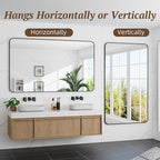 Bathroom Mirror 60" x 36", Large Rectangle Wall Mirror, Black Metal Frame Wall Mounted Mirrors for Bathroom, Vanity, Bedroom, Entryway Decor(Horizontal/Vertical)