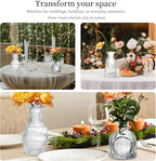 Glass Bud Vases Set of 64 - Assorted Small Mini Glass Vases for Flowers, Crystal Vintage Vase Set, Bulk Centerpieces for Table Décor, Wedding, Home and Events (Clear, 64 Pcs)