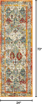 Unique Loom Rosso Collection Vintage, Traditional, Bohemian, Geometric, Distressed, Southwestern Area Rug, 2' 0" x 6' 0", Multi/Orange