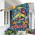 Peace Garden Flag Butterfly Flowers Art Garden Yard Flags Double Sided Colorful Farmhouse Holiday Decorative Yard Flag, Porch Outdoor Decoration Sign Banner (28X40INCH)