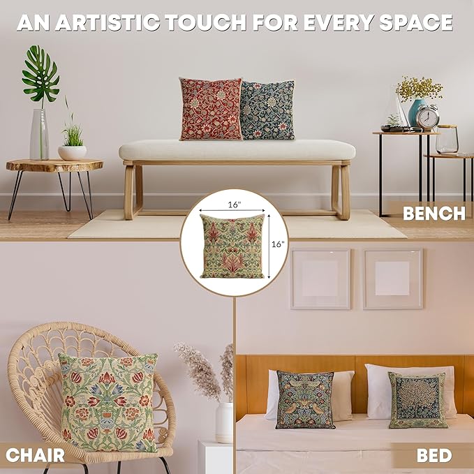 Charlotte Home Furnishings Throw Pillow Covers 16x16 in, Yellow Snakeshead Decorative Couch Pillow Cover, Boho European Tapestry Cushion Cases, Living Room Cozy Home Decor, Jacquard Woven Soft Cotton