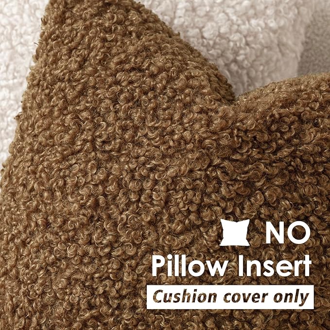 Foindtower 2 Pieces 22x22 Inch Dark Bronze, Faux Fur Throw Pillow Cover Accent Sherpa Furry Pillow Covers Fuzzy Soft Pillowcases Cozy Sheepskin Decorative Fleece Cushion Case for Bed Couch Living Room