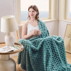 NEWCOSPLAY Super Soft King Blanket Light Teal Premium Silky Flannel Fleece 3D Clouds Stylish Jacquard Lightweight Bed Blanket All Season Use 350GSM (Light Teal, King(90"x110"))