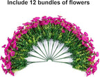 HyeFlora Artificial Flowers for Outdoors Fake Plants, 12 Bundles Faux Fuchsia Morning Glory UV Resistant Look Real Silk Flowers for Outside Planter Front Door Porch Patio Yard Fall Autumn Decoration