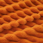 Cozy Bliss Fall Harvest Faux Fur Throw Blanket for Couch, Cozy Warm Plush Striped Blanket for for Decorating Couch Sofa Bedroom Living Room,50 * 60 Inches Burnt Orange