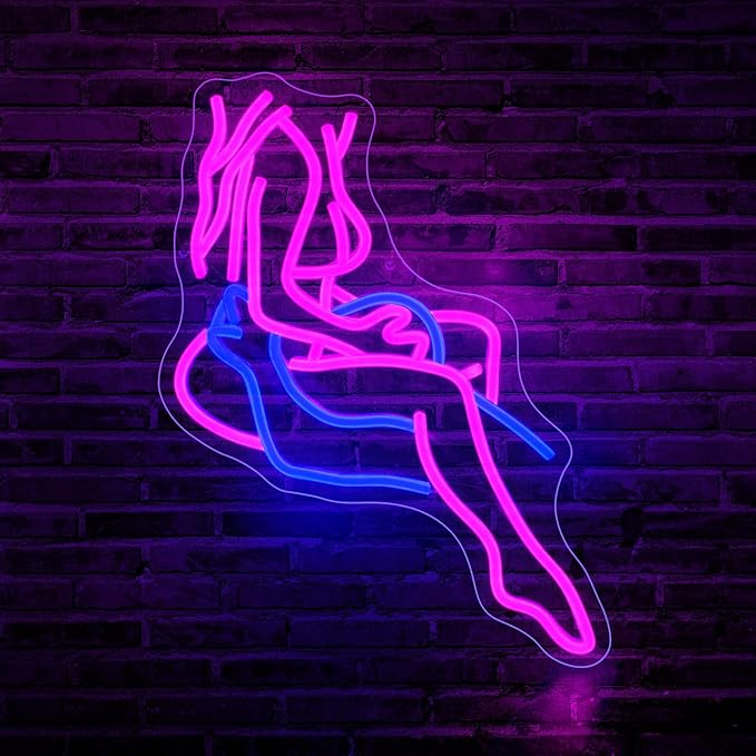 Lady Neon Sign, JGHTURIE Neon Signs for Wall Decor Pink Light Up Sign Preppy Girls Room Bar Led Signs for Man Cave Party Art Decor Gift USB Powered