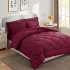 CozyLux Queen Comforter Set Burgundy - Bed in a Bag Queen Size 7 Pieces, Luxury Soft Bed Set for All Seasons, Bedding Set with Down Alternative Comforter, Sheets, Pillowcases & Shams, Red