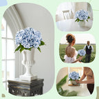 Yatim 21In Blue Artificial Hydrangea Flowers 5 Pcs Real Touch 3D Print Latex Flowers for Wedding Centerpieces Bouquets DIY Floral Decor Home Decoration with Stems