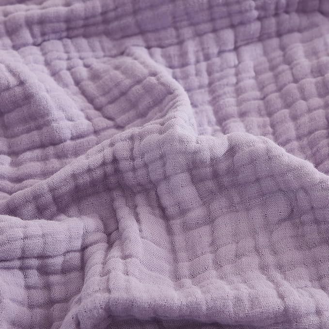 EMME Cotton Throw Blanket for Couch Soft Muslin Blankets 50"x60" Lightweight Breathable Blanket All Season Gauze Blanket, Lavender