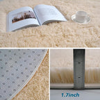 Fluffy Round Area Rugs for Bedroom,4'X4'Shag Circle Area Rugs for Girls Room,Non Slip Fuzzy Plush Rug for Kids Room Living Room and Dorm Home Decor Rug