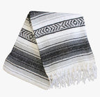 Del Mex Classic Mexican Blanket, Large Authentic Woven Falsa Throw (70"x50"), Artisan Southwest Décor for Beach, Yoga, Outdoors (Gray)