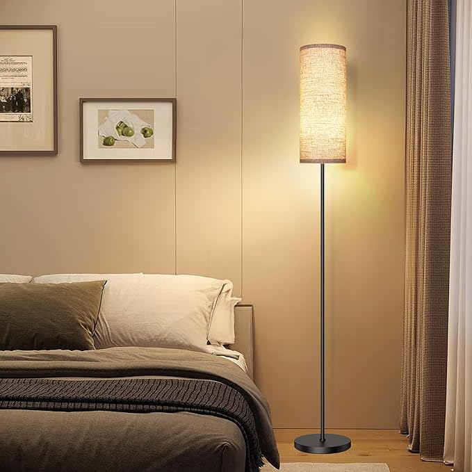 PARTPHONER Modern Floor Lamp with Remote Control - Stepless Dimmable LED Bulb, Adjustable Color Temperature & Brightness, Minimalist Tall Lamp for Living Room, Bedroom, Office, Beige