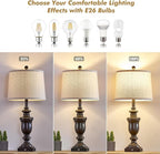 27.5" Set of 2 Farmhouse Table Lamps for Bedroom, 3 Way Dimmable Bedside Lamp with 2 USB +AC Outlet Nightstand Lamps for Living Room Resin Rustic Touch Lamps (Antique Black)