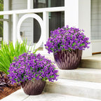 24 Bundles Artificial Flowers for Outdoors & Indoors – UV Resistant Faux Plastic Plants for Garden, Patio, Porch, Window Box, Home Decor – Lush & Vibrant Fake Flowers, Purple