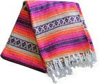Del Mex Classic Mexican Blanket, Large Authentic Woven Falsa Throw (70"x50"), Artisan Southwest Décor for Beach, Yoga, Outdoors (Pink/Orange)