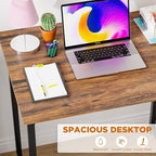 PayLessHere | 32 Inch Computer Desk | Brown | Office Desk with Metal Frame, Adjustable Feet | Water-Resistant, Scratchproof Surface | Sturdy Writing Table for Home Office or Study | Pack of 1