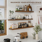 Dreamland 48 inch Floating Shelves for Wall Large Wall Mounted Shelves with Invisible Brackets, Brown Long Shelves for Bathroom, Living Room, Kitchen, Office, 48x9.1 inch deep Set of 2