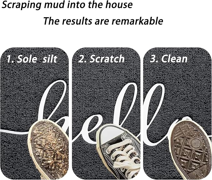 Door Mat, Durable Welcome Mat Low Profile Floor Mat Front Doormat Non Slip Mats Entrance Rectangular Doormat, for Entryway, Patio, High Traffic Areas (30"x17.5",Black)