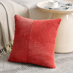 Fancy Homi 2 Packs Red Euro Decorative Throw Pillow Covers 26x26 Inch for Couch Bed Sofa, Holiday Christmas Home Decor Gift, Soft Corss Corduroy Patchwork Textured Square Cushion Case 66x66 cm
