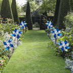 Hausse 10 Pack Reflective Pinwheels, Extra Sparkly Pinwheel, Bird Repellent Devices Deterrent to Scare Birds Away from Yard Patio Farm, Blue & Silver