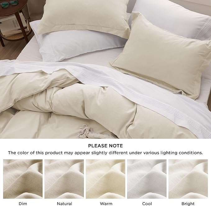 Bedsure Oat Milk Oversized King Duvet Cover - 3 Pieces Prewashed Cotton-Like Extra Soft Bedding Set, Includes 1 Duvet Cover 120x98 Inches with Zipper Closure & 2 Pillow Shams, Comforter Not Included